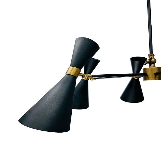 Mid Century Brass Vintage stropní svítidlo 6-ramenné 12 - Light Stilnovo Styl Sputnik Italský lustr - Ruční výroba