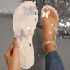 Módní dámské pantofle Letní nadměrná velikost Boty s jedním páskem Dámské jednobarevné mašličkové ploché sandály Venkovní plážové pantofle Elegantní nazouváky Dámské
