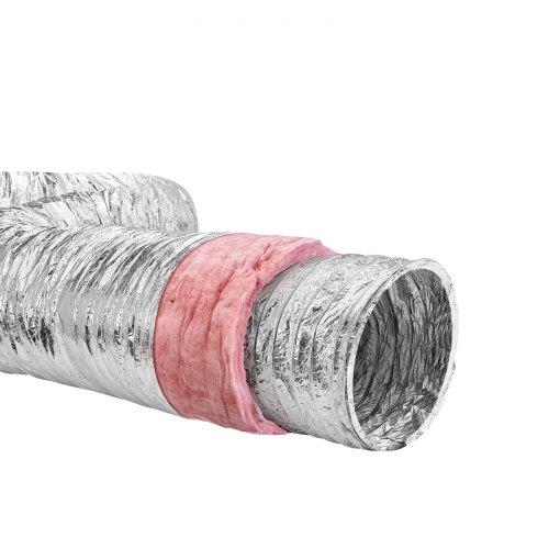 VEVOR Dryer Vent Hose, 203.2MM Insulated Flexible Duct 7.62M Long with 2 Duct Clamps