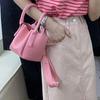 New Macaron Lychee Pattern Soft Leather Bucket Bag Casual Versatile Hand Carry Vegetable Basket One Shoulder Messenger Bag Mini