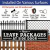 [Vintage Aluminum Sign] 2D Flat Vintage Metallic "Please Leave Packages At The Side Door" Sign - Rustic Wall Decoration, 15.7×3.94inch, Black with