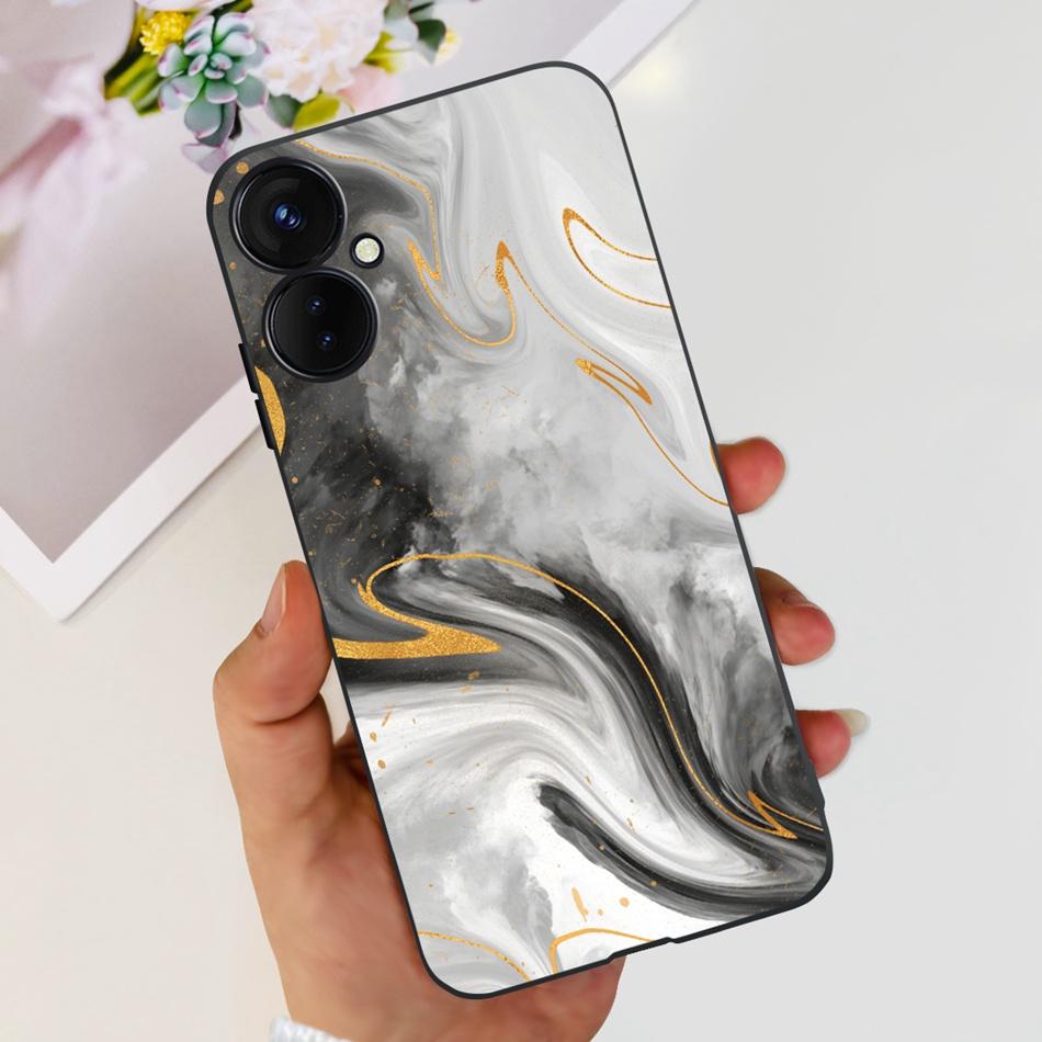 For Tecno Spark 9 Pro KH7 KH7n Cute Cartoon Phone Case For Tecno Spark 9Pro Black Silicone Soft TPU Cases