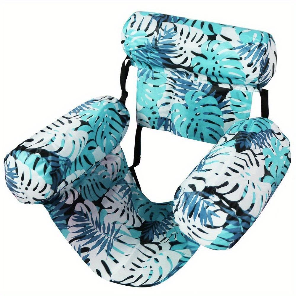 1 pièce Design Feuille Hamac Gonflable Pliable en PVC Sangles Réglables Chaise Longue Flottante Durable pour Piscine Plage Lac Été