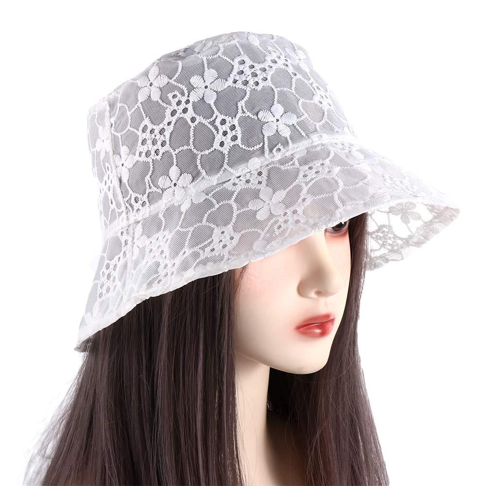 Korean Foldable Flower Summer Hat Basin For Women Sun Protection Pure Color Caps Sun Cap Sun Hat Female Hats Lace Bucket Hat
