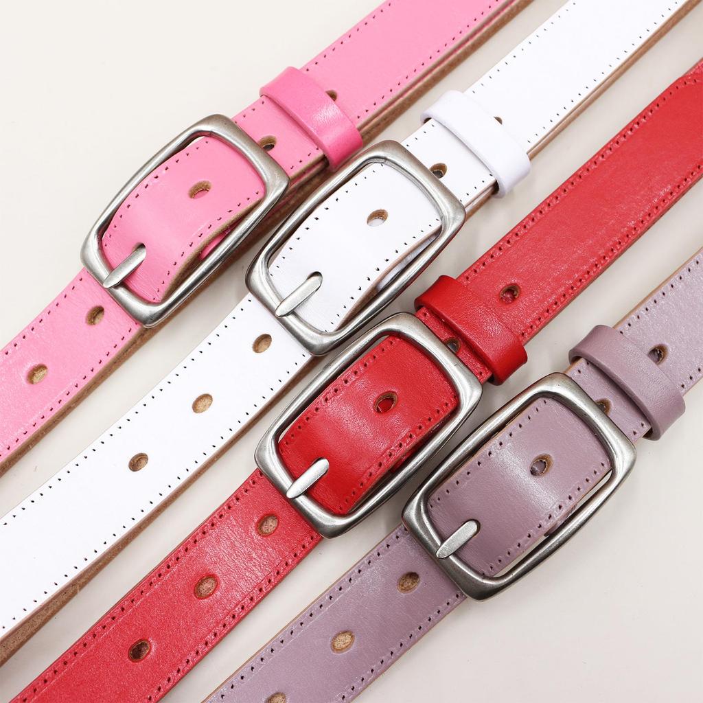 Rare Color Women's Cowhide Buckle Belt - Simple, Versatile, Retro Korean Style for Jeans
