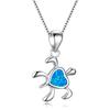 Bohemia Blue Imitation Opal Cute Turtle Animal Pendant Necklace For Women Charm Crystal Ocean Animal Necklaces Jewelry for Women