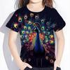 Girls Clothes 3D Printed Beautiful Peacock T-Shirt Children Clothing for 2-10Y Summer Short Sleeve T Shirt Casual Colorful Tops