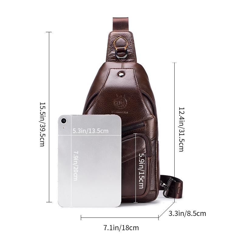 Genuine Leather Crossbody Bag for Men, Retro and High-end Style Men's Front Crossbody Bag