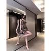 Summer Open-Toed Pointed Rhinestone Transparent Patent Leather One-Word Drag Female Sexy Outer Wear Stiletto High-Heeled Slippers