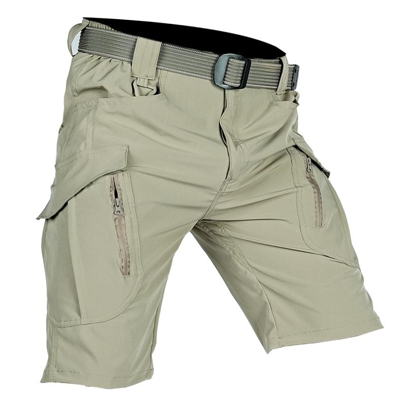 Summer Men Cargo Shorts Quick Dry Tactical Short Pants Multi-Pocket Shorts Men's Outdoor Hunting Fishing Knee Length Trousers