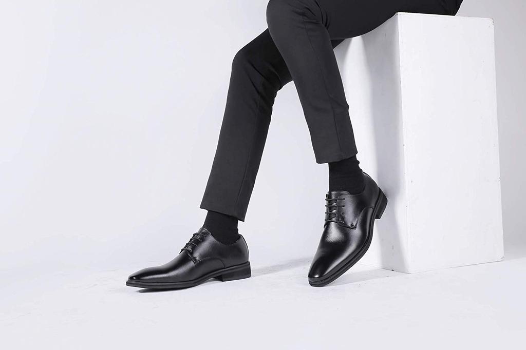 Jo Marino Genuine Leather Men's Business Dress Shoes, Wingtip, Non-Slip, Water-Repellent, All-Season, Size 1192 (Black, Size 25.5)