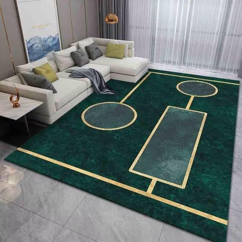 Modern Luxury Decoration Bedroom Carpet Big Size Antiskid Foldable Rug Living Room Décor Green Geometric Cloakroom Floor Mat