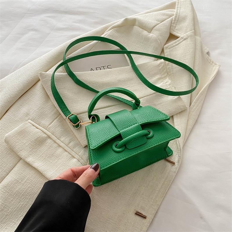 Fashionable Street Style Pu Crossbody Shoulder Handbag 2024 Spring New Casual Small Square Bag зелёный