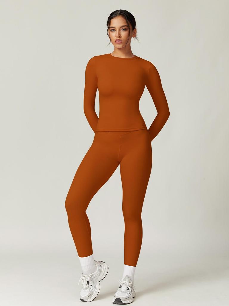 Women's Winter High-Waisted Slimming Yoga Set: Elastic Leggings and Long-Sleeved Jacket