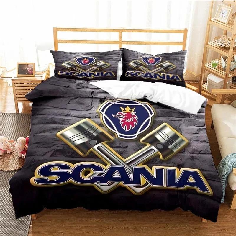 Scanias Truck Logo Bedding Set Boys Girls Twin Queen Size Duvet Cover Pillowcase Bed Kids Adult Fashion Home Textileextile
