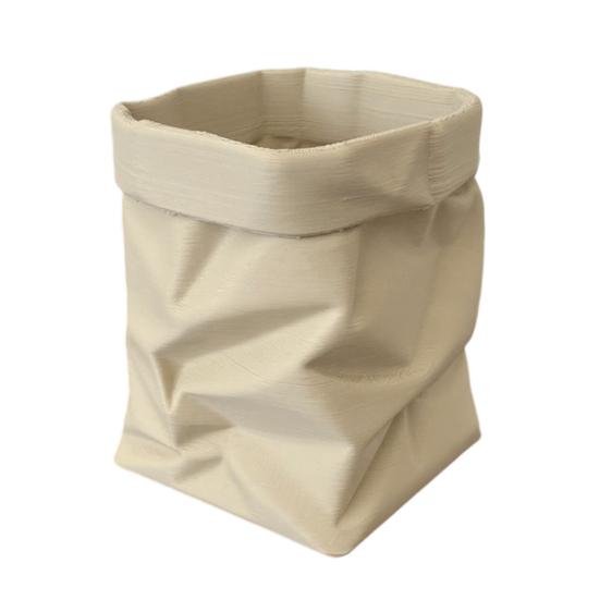 

Cute Paper Bag Style Pen Holder 3D Printed Pencil Cup Desk Stationery Makeup Brushes Organizer for Workspace Office School Supplies A белый