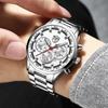 3pcs/set Fashion Men's Casual Round Pointer Stainless Steel Quartz Wrist Watch & Bracelet & Necklace, Ideal Choice for Gifts