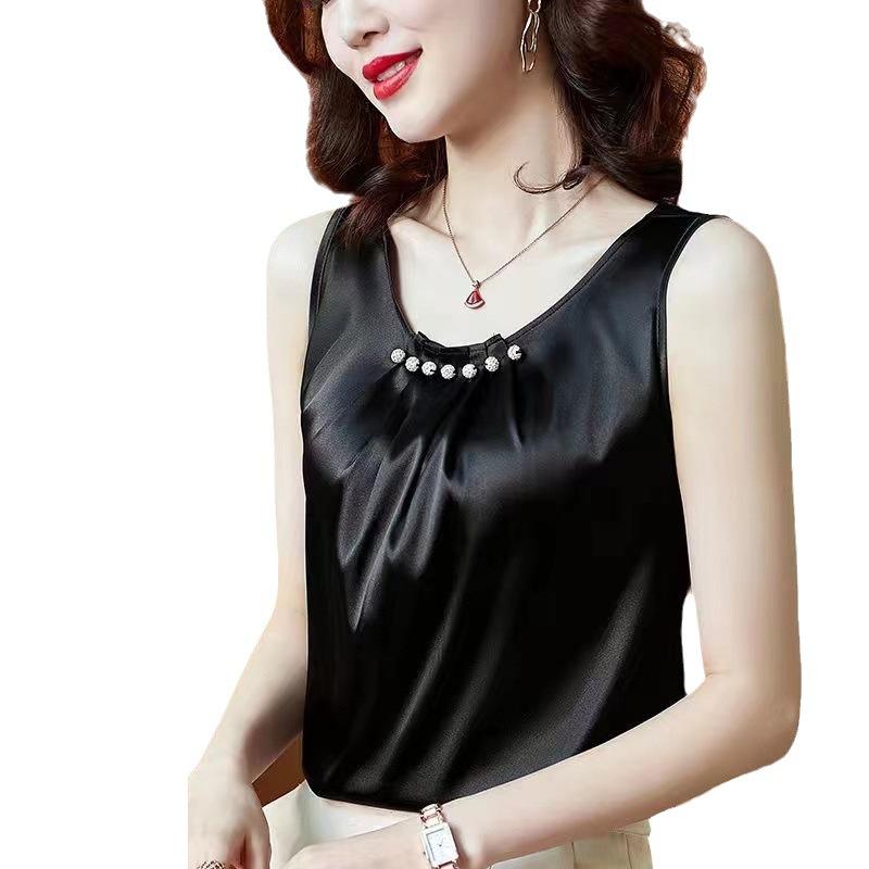 

Летняя рубашка-майка с верхом и низом, расшитая бисером, внутри костюма оверсайз