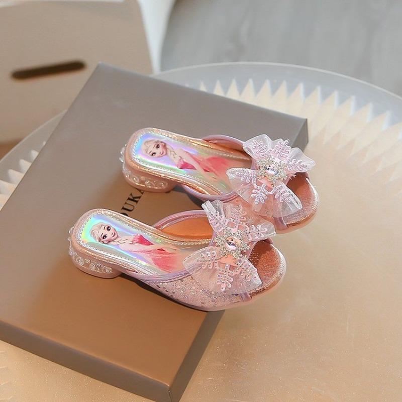 Dívka, Princeznovské pantofle, Léto, Dívka, Mašle, Kamínky, Třpytky, Pantofle, S otevřenou špičkou, Svrchní oděv