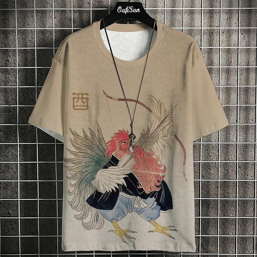 Summer short sleeve printed T-shirt for men's O-neck pullover fashion street clothing fashion Men's clothing