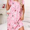 Plus size Estate Donna Camicia da notte Manica corta Simpatico cartone animato pigiameria dolce O Collo Camicie da notte Pigiama Pigiama da donna in cotone