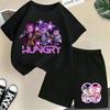 Moda Informal Estampado 3D Infantil Ola Coreana Cazador de Demonios Película Dibujos Animados Niños y Niñas Conjunto de Manga Corta