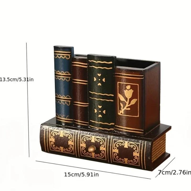 Dekorativer Stifthalter mit Aufbewahrungsschublade, Hölzerner Stiftehalter und Organizer, Arbeitsplatte, für Schreibtisch, Tisch