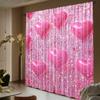 2 Pcs Pink Heart Print Curtains,suitable for Bedroom,living Room Kitchen Decoration,home Decoration,window Decoration Curtain