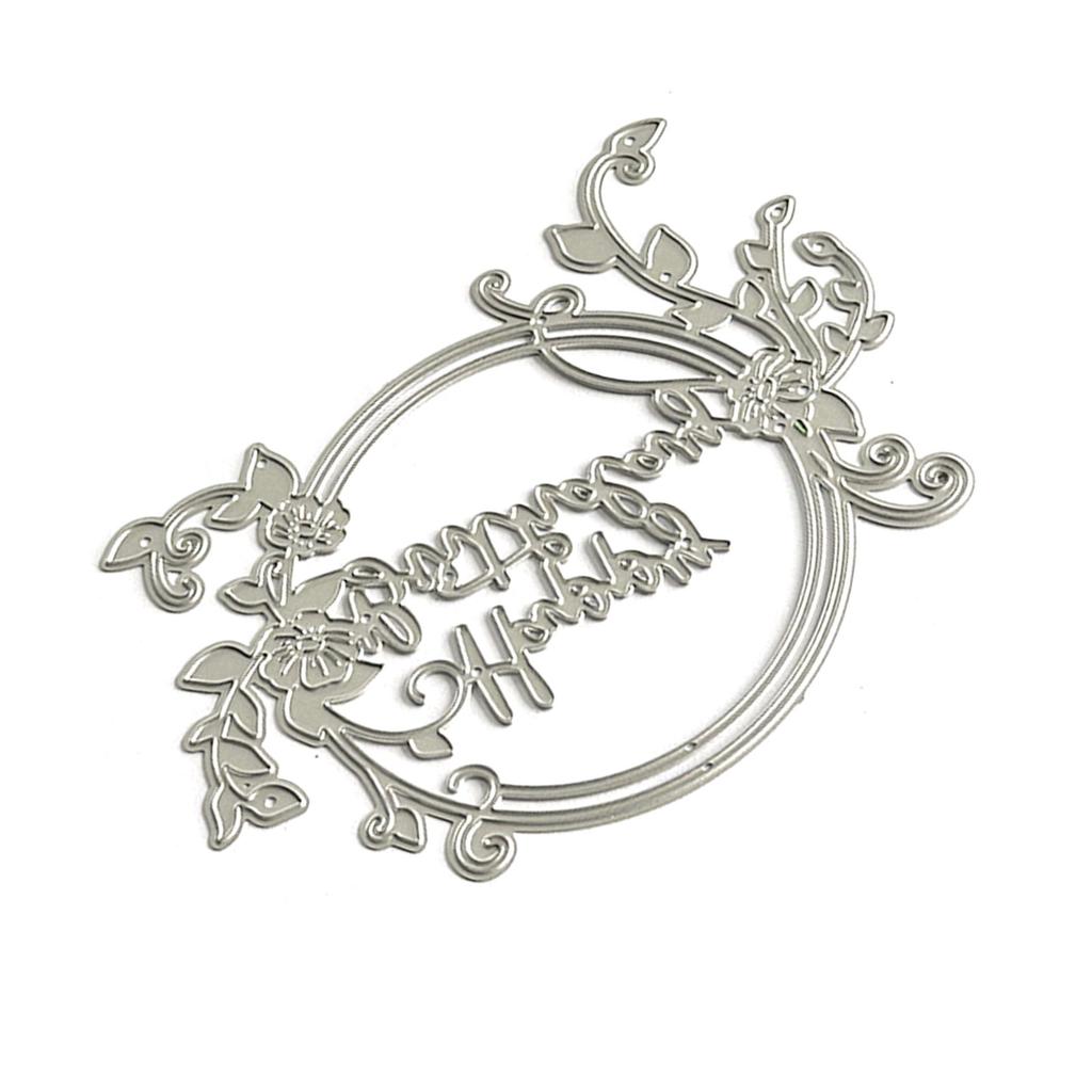 Wreath Cutting Dies for Photo Journal Scrapbooking Card Decorations Embossing Stencils Happy Birthday Die Cuts