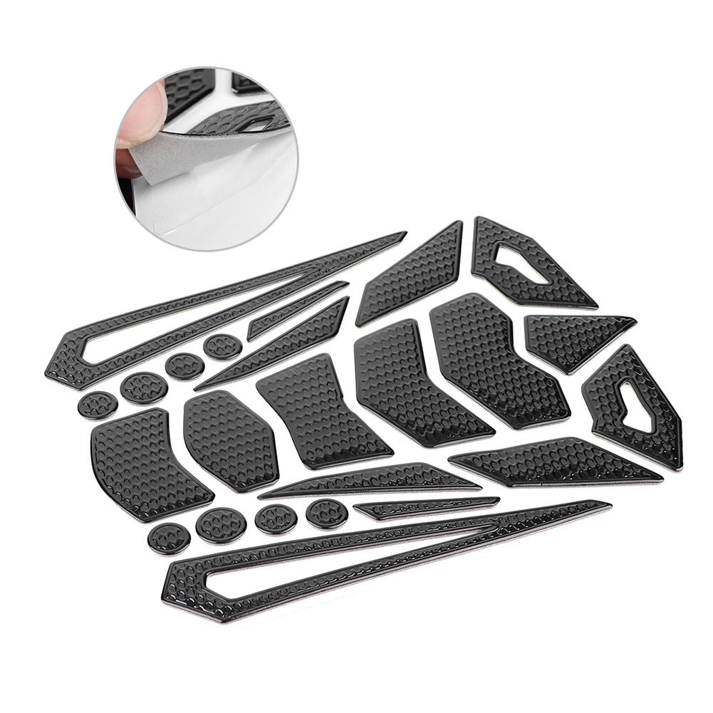Black Motorcycle Oil Fuel Gas Tank Protective Pad Fishbone Decal Sticker Rubber