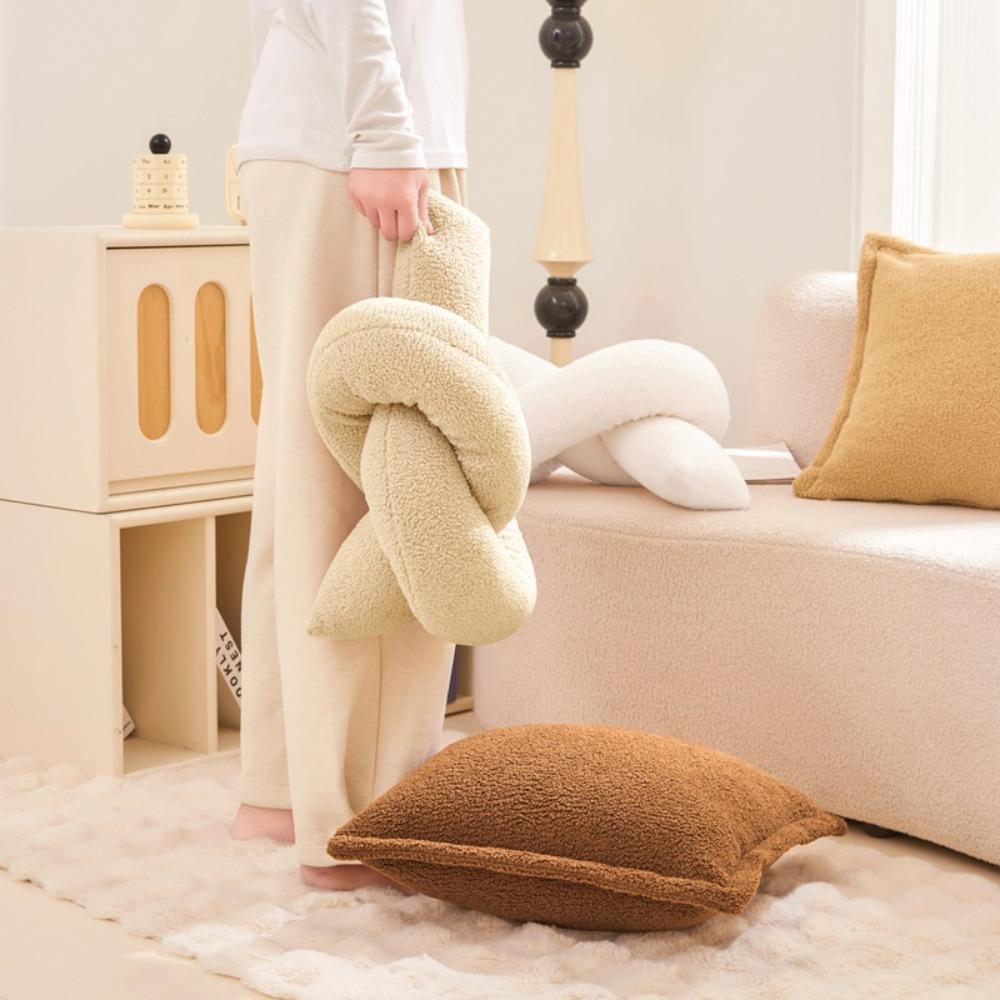 Skin-friendly Knotted Throw Pillow Modern Style Bolster Creative Lumbar Pillow  Office