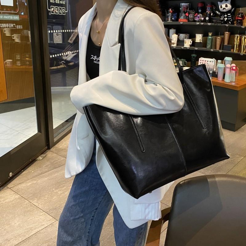 Factory Leather Large-capacity Commuting Fashionable Tote Bag Women's Cowhide Portable One-shoulder Cross-body Underarm