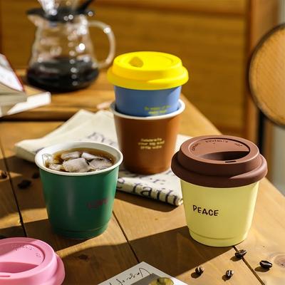 Caneca de Café Cerâmica 250ML Tampa de Silicone Bico para Beber Diretamente Fofa Portátil Xícara de Chá Alta Aparência Alta Qualidade Copo para Exterior