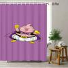 Dragon Ball Z Majin Buu (Fat Buu) Cheerful Pose Scene 2D Print Waterproof Shower Curtain, Vibrant Solid Purple Background With P