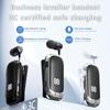 Lavalier Business Bluetooth-compatible Earphone Wireless Calling Talk Music Time LED Digital Display Headphone For Car