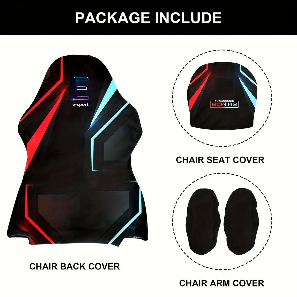 4pcs/set Gaming Chair Cover Elastic Milk Silk Competitive Chair Cover Internet Gaming Hall Chair Cover Home Office Decoration