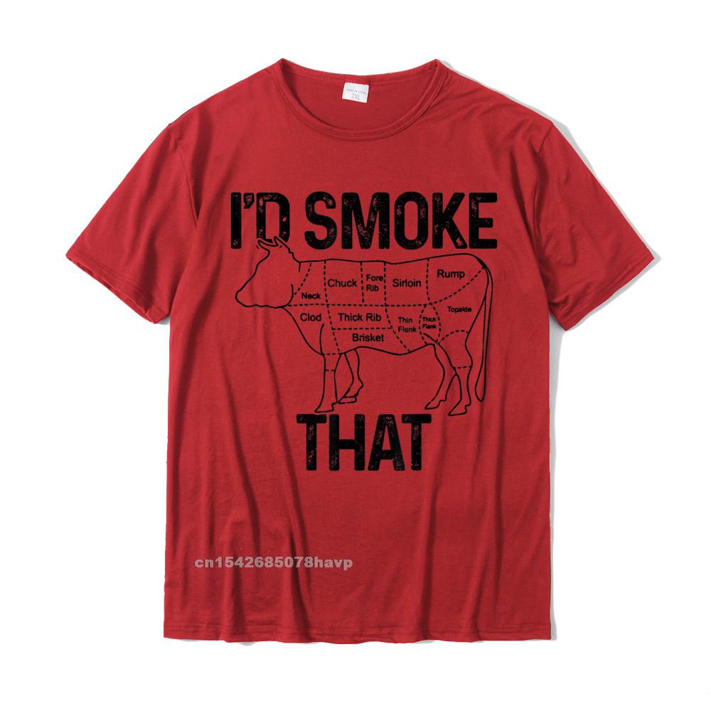 Unisexs Chef Butcher Cook BBQ Id Smoke That Cow Beef Funny Gift TShirt Unisexs Hot Sale Gift Tops T Shirt Cotton Tshirts Family