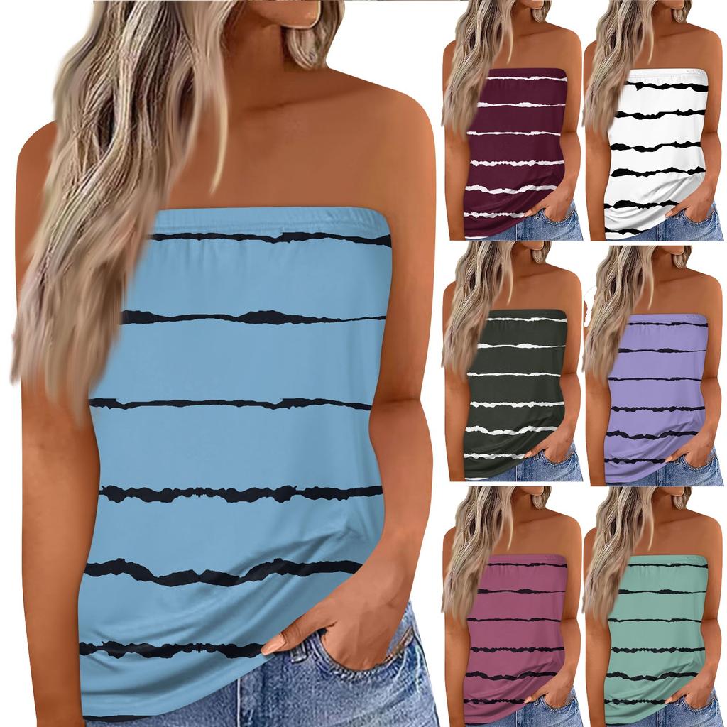 Women's Summer Sexy Tube Top Off Shoulder Sleeveless Tops Strapless Beach Vest Bandeau Shirt Backless Sexy Tops