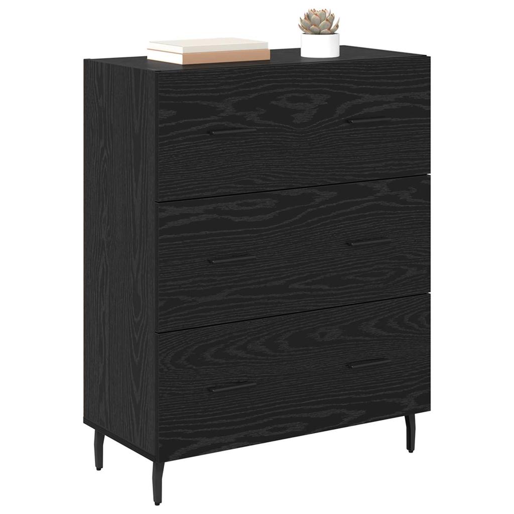 Sideboard with Drawers Black Oak Effect 69.5 x 34 x 90 cm