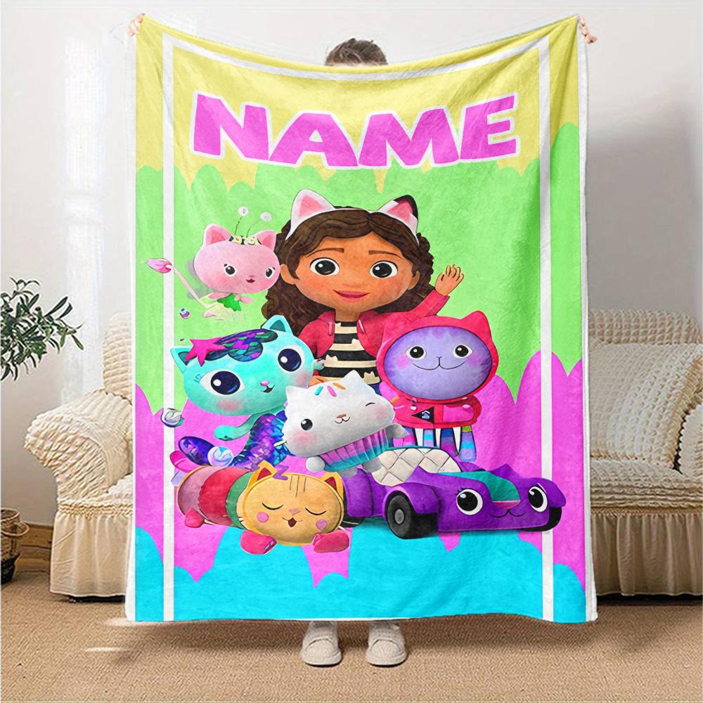 Customiz Name Personality Gabby's Dollhouse Blanket Soft &Warm Sofa Office Bed Travel Lunch Break Blanket, Gift Suitable All Seasons