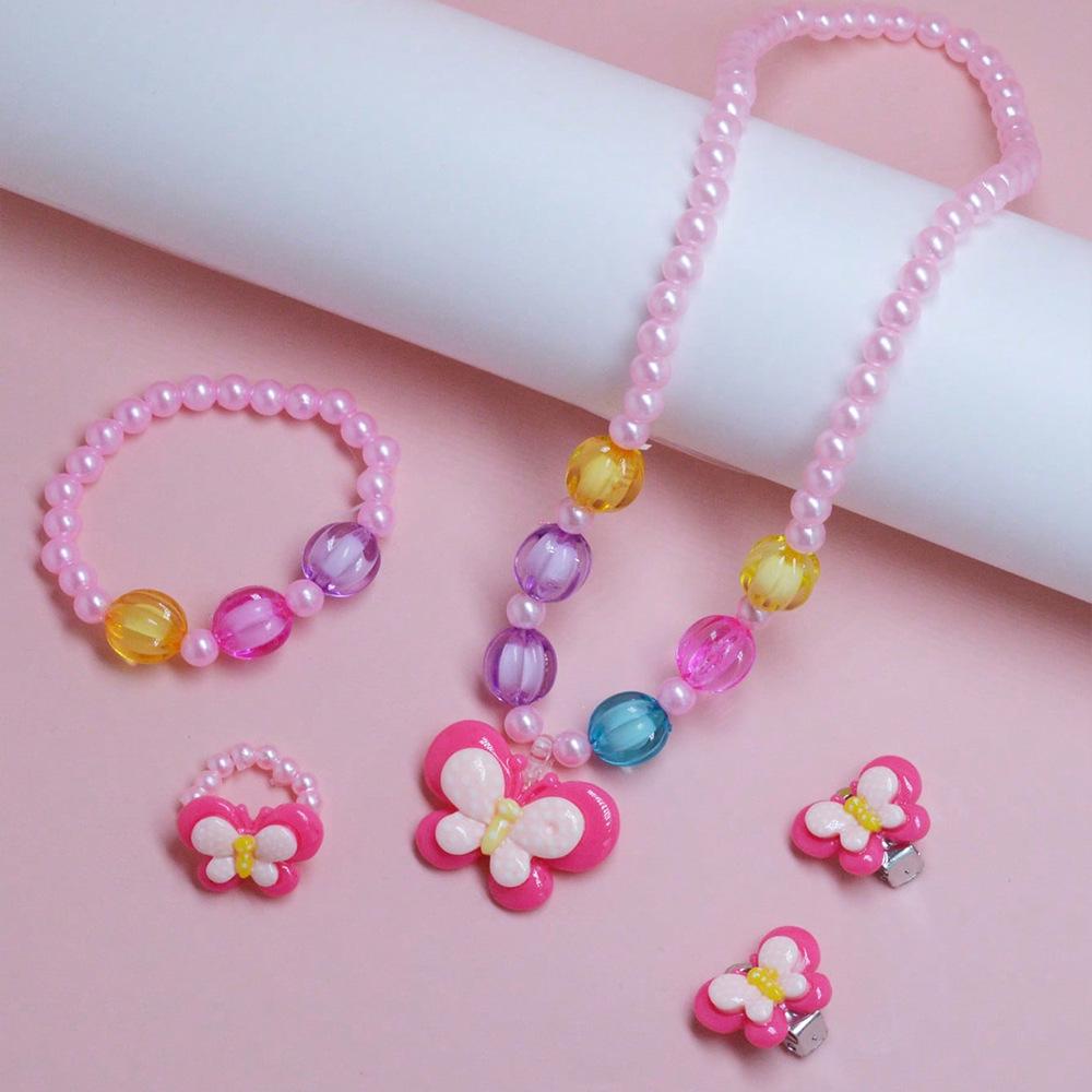 Children's Cartoon Necklace Set: Dopamine Pendant & Ring Holiday Gift