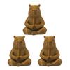 Meditation Cartoon Figure Hand Carved Wooden Small Animal Statue Desktop Mini Sculpture Decorative Handmade Ornament