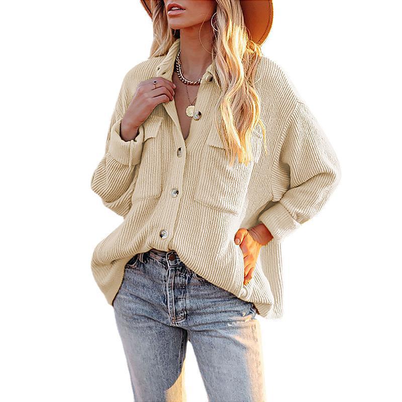 Women's 2026 Autumn/Winter Corduroy Long Sleeve Pocket Cardigan
