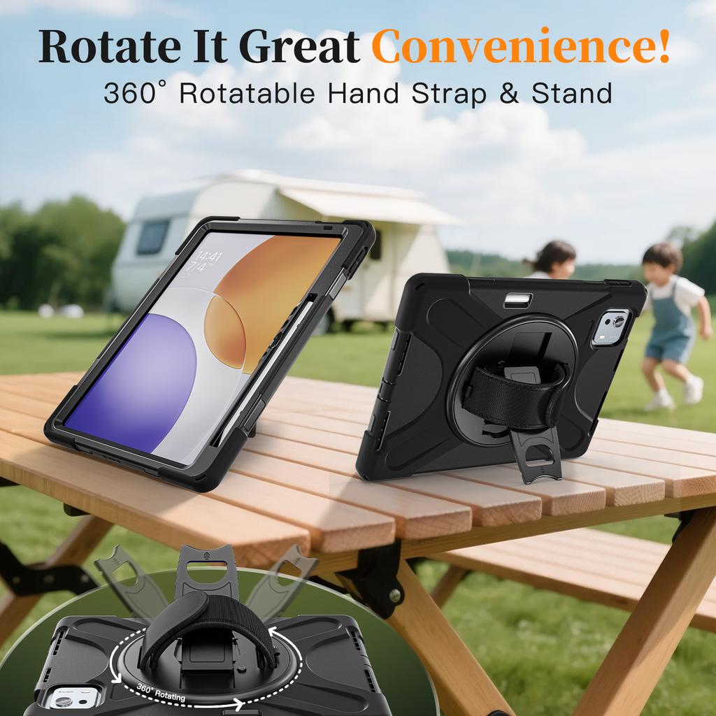 Rugged Stand Case Universal for Xiaomi Pad 7S Pro 12.5 2025 6S Pro 12.4 2024 24018RPACG 360 Rotating Cover with Shoulder Strap
