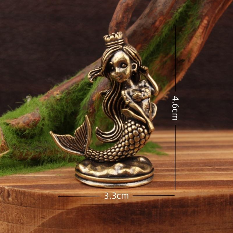 Латунная фигурка Принцессы-Русалки, Украшение для дома, Украшение с морской тематикой, Креативный дизайн, Украшение для дома светло-серый