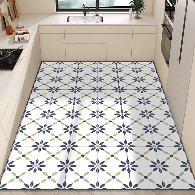 Kitchen Carpet Anti-slip Oil-proof Waterproof PVC Floor Mat Large Area Rug for Home Decoration Alfombra De Cocina