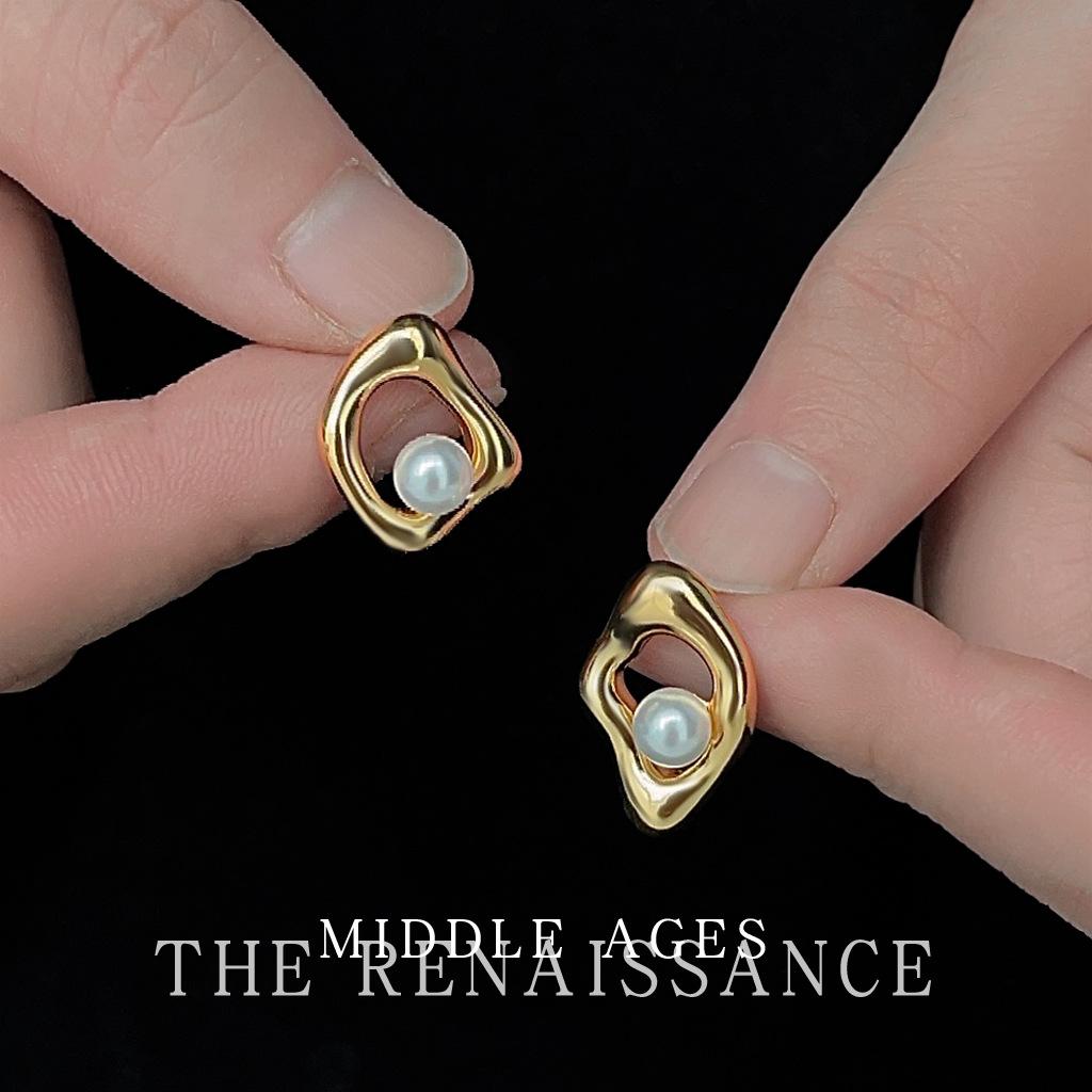 Асимметричные серьги-гвоздики с полыми жемчужинами версия AB ретро нишевые серьги серьги