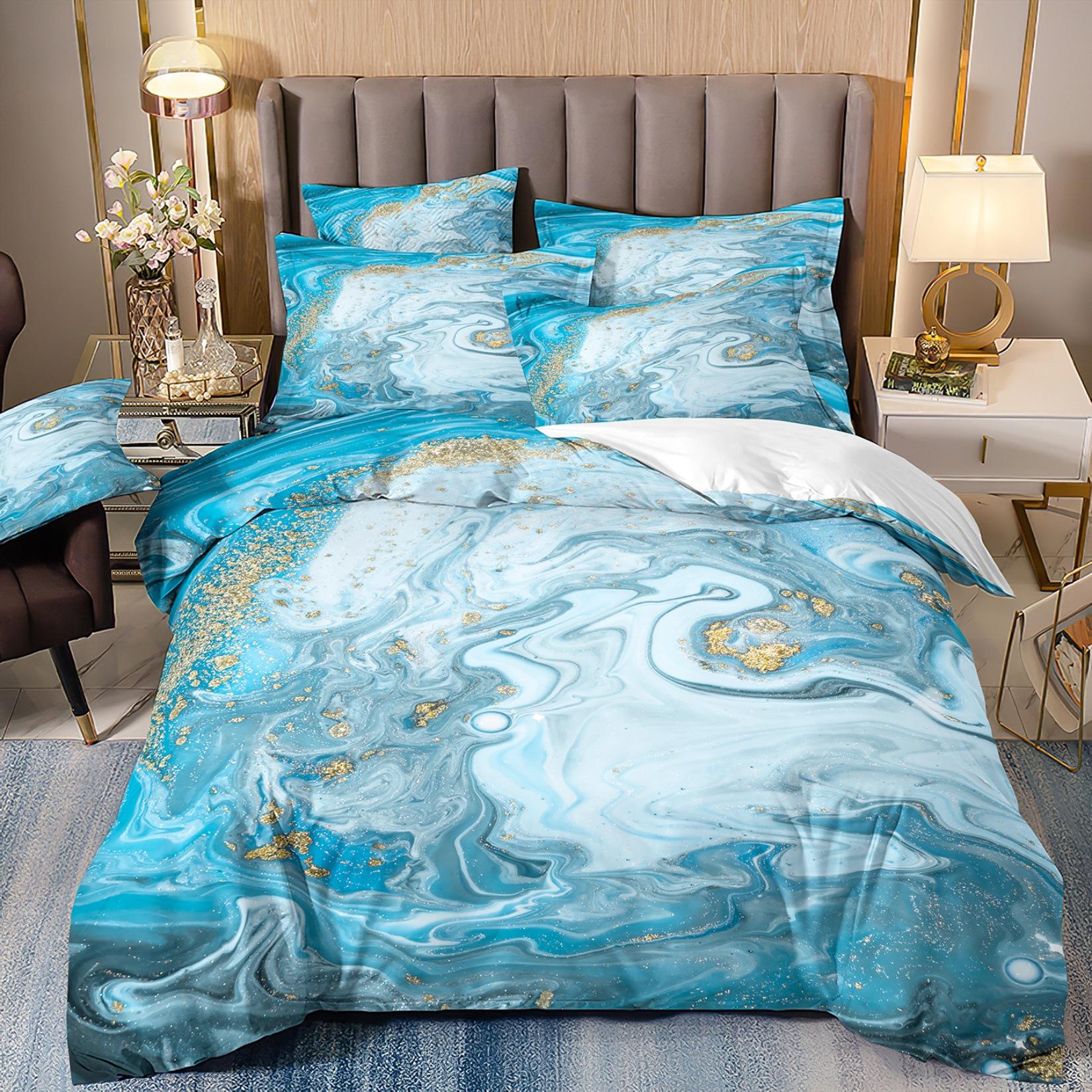 

Green Gradual Change Color Marble Texture Duvet Cover Pillow 3D Digital Printing Three-Piece Bedding cover 70 * 133 and 50 * 75 * 1