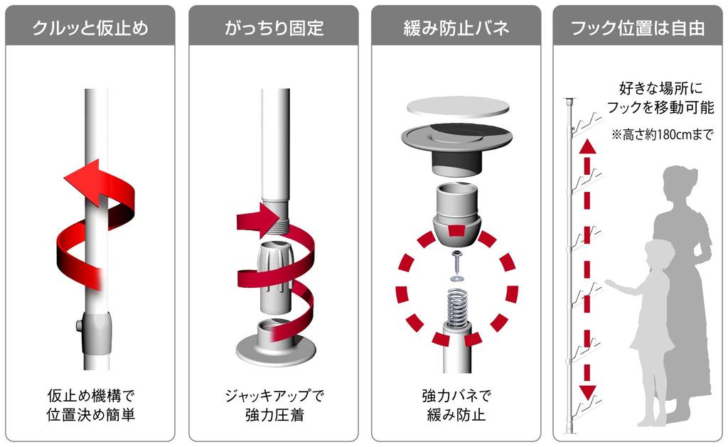 Sekisui Plastics Trading Co., Ltd. Sekisui Tension Pole Hanger - Ai Tree - TPH2-BK