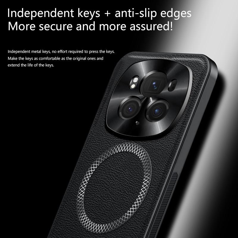 Pro Honor Magic 6 a Magic 6 Pro Pouzdro Magnetické Elegantní Kožené Odolné proti Opotřebení Objektiv Plně Kryté Protiskluzový Úchop Kryt Okraje Skořepina